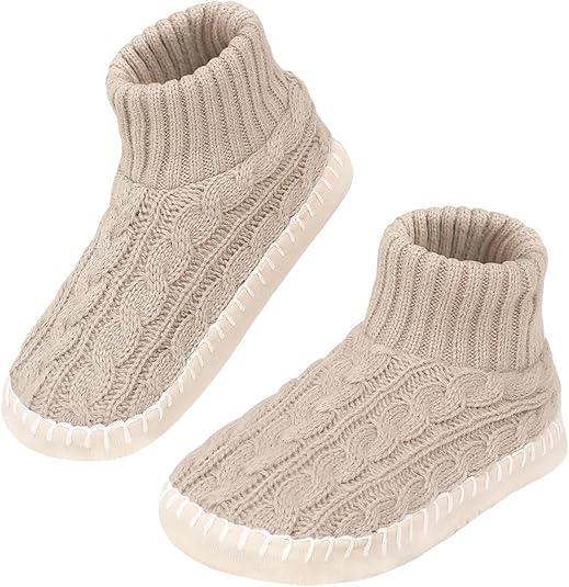 PUTUO Antislip Dames Pantoffel Sokken: Warm en Dik Huissokken voor Vrouwen met een 8 mm Schokdempende Sponszool Zacht Gevoerd met Wol Ideaal voor Gebruik In Huis in de Winter Zwart 1 Paar