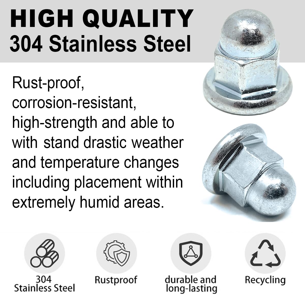 M6× 1 Valve Cover Acorn Nuts Set Works for Many uses Including Honda, Acura RAA, RBB & R40 Valve Covers - 10Pcs Stainless Steel Hex Acorn Nuts Set, M6 x 1 Thread Bolt Dome Head Hex Nuts