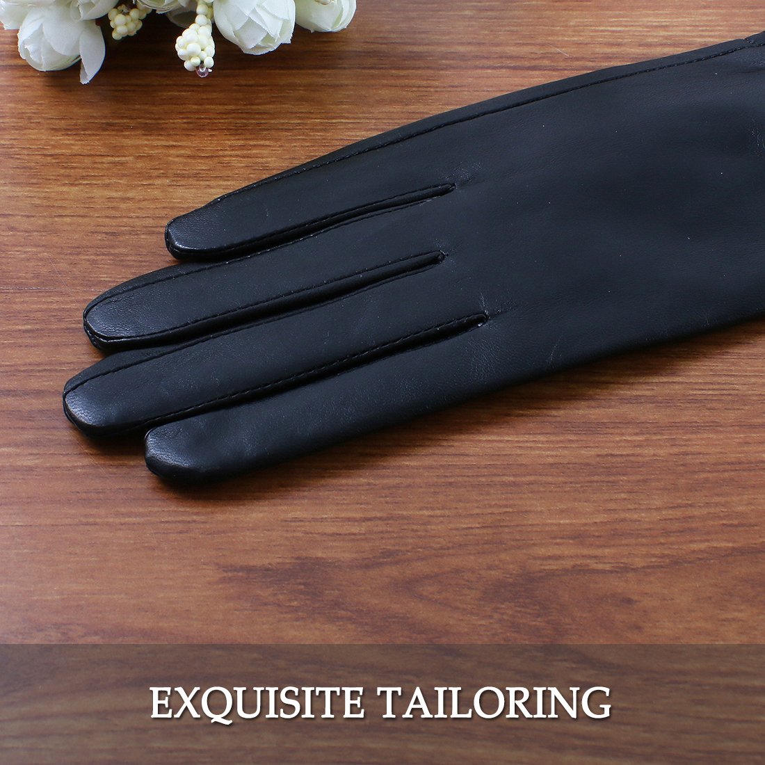 des gants en cuir d'agneau italien hiver chaud simple garniture de longue toison gants