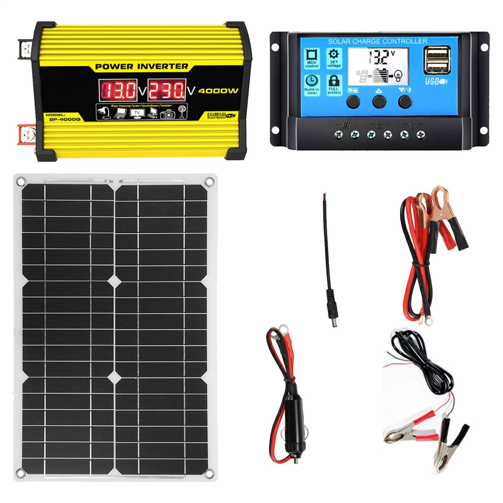 solar completo, gran kit de energía solar 300W, inversor | Panel Solar 18W Con Controlador Inversor 300W Ideal Para Sistemas De Rescate Doméstico Y Sistemas Eléctricos