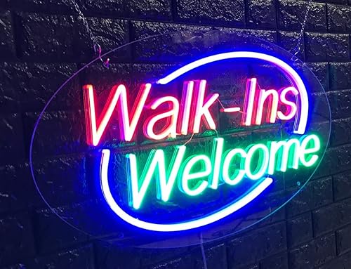 Miniatura 3 de Walk ins Welcome - Letrero de neón LED de 28 pulgadas de largo x 16 pulgadas de alto #34085
