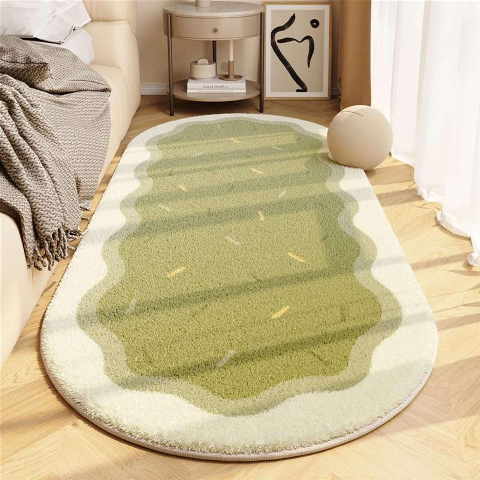Tapis de salon vert poils courts antidérapant tapis chambre 80x200