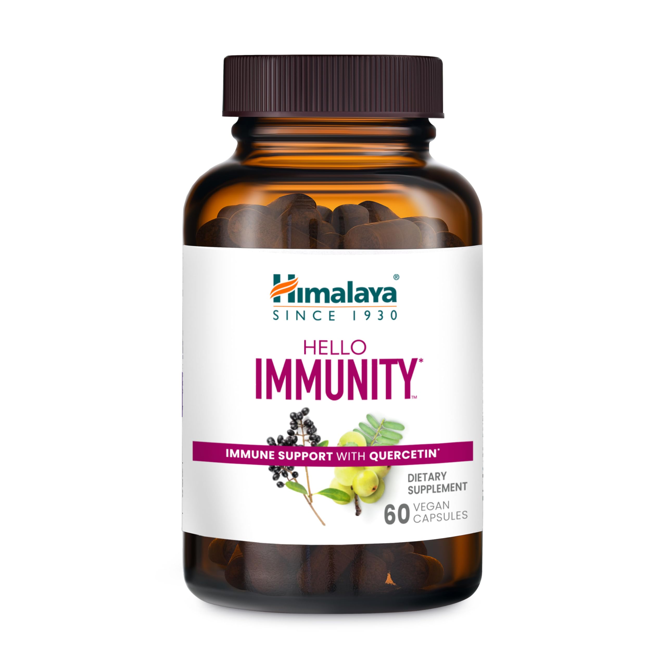 Himalaya Hello Immunity with Quercetin, 60 Day Supply - Herbal Immune Support Supplement, Bioflavonoid and Antioxidant for Immunity and Daily Wellness - Vegan, Non-GMO, Gluten Free, 500 mg, 60 Caplets