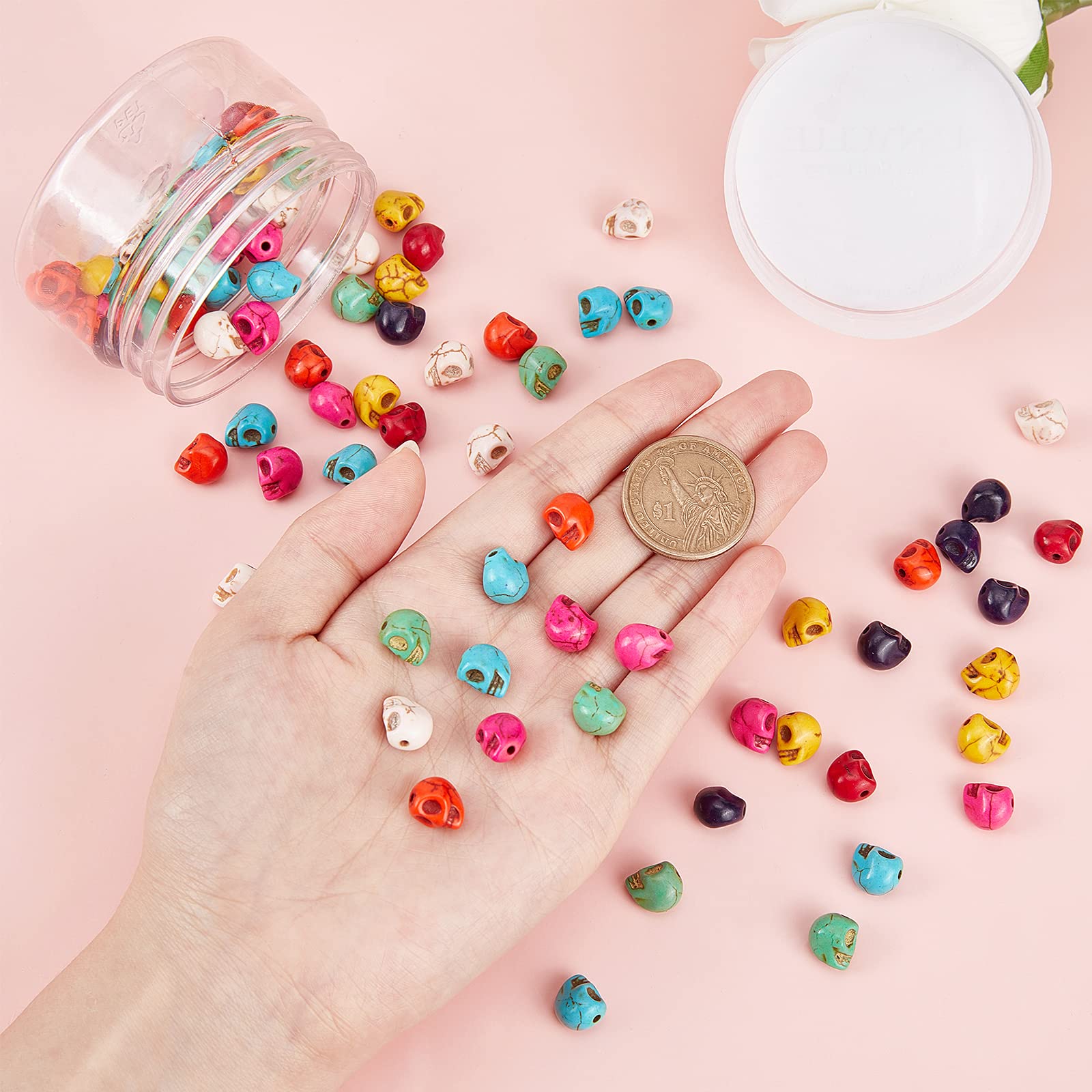 SUNNYCLUE 1 Boîte 200 Pièces 3 Tailles Tête De Mort Perles En