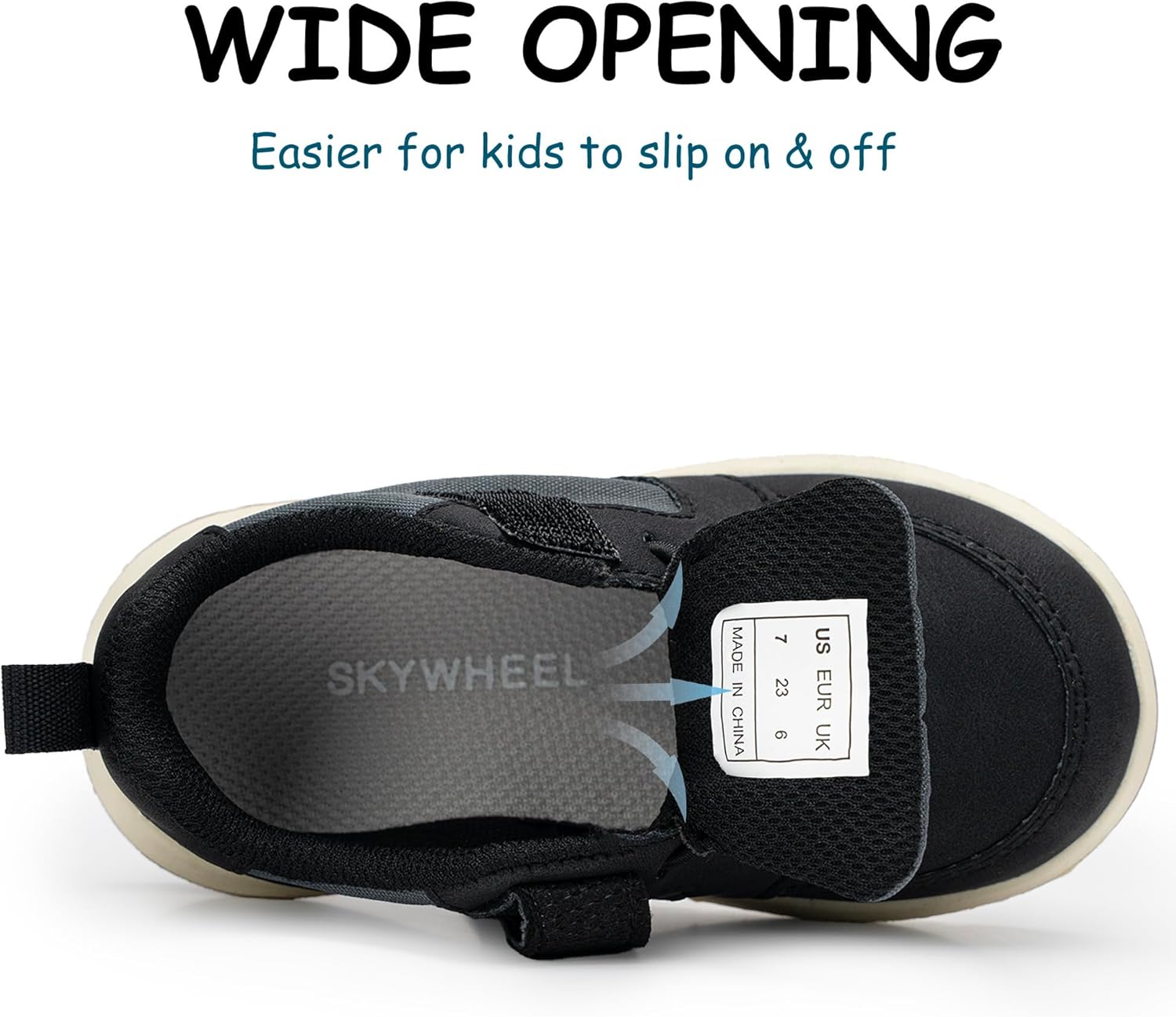 SKYWHEEL Toddler Boy Shoes Stain and Water Resistant PU Upper Casual Sneakers for Toddlers with Hook and Loop Easy On and Off Comfort Outsole Non-Slip Lightweight for Running Walking School