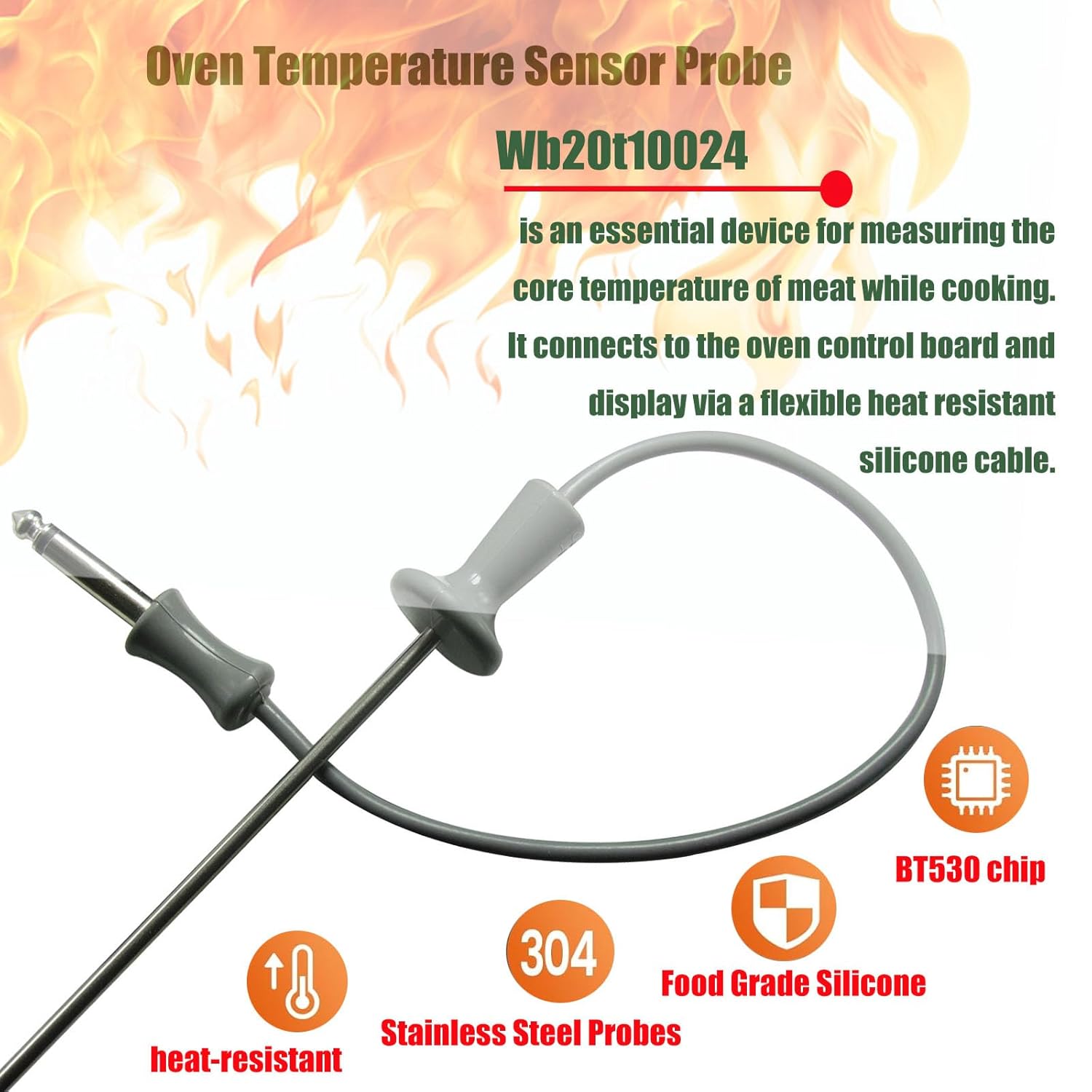 GE WB20T10024 Oven Meat Probe for WB20T10024 WB20X5050 Cafe Oven Probe OEM