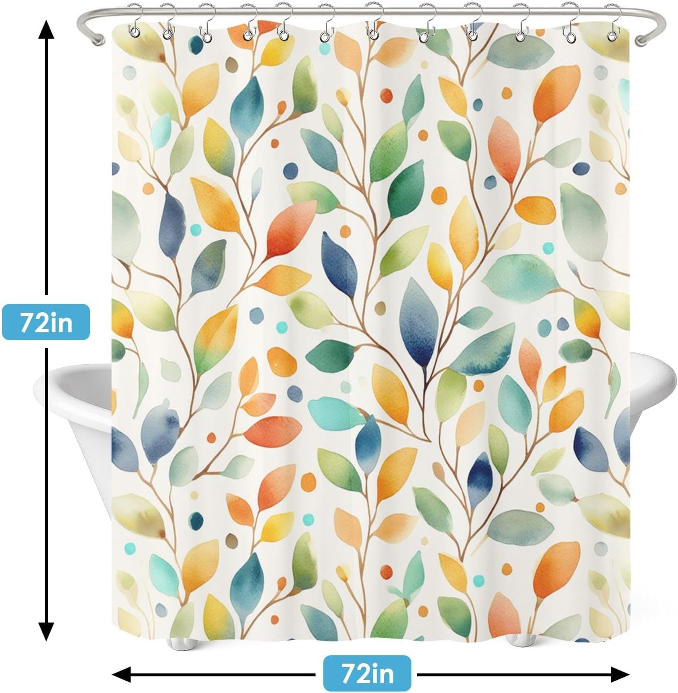 Shower Curtain and Liner Set, 72x72 Inch, Eucalyptus Boho image 4