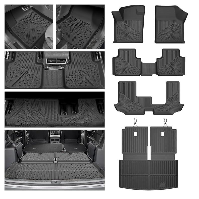 Tapetes automotivos e revestimento de porta-malas CARTIST para Volkswagen Atlas 2018–2026, 7 lugares, em TPE, preto, conjunto com 1 unidade