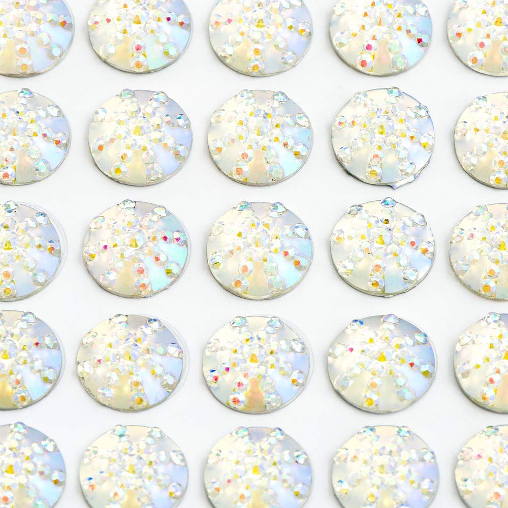 Iridescent - 10mm Self Adhesive Sparkle Encrusted Jewels - Resin Craft Gem Stickers - 50 per Sheet - by Italian Options