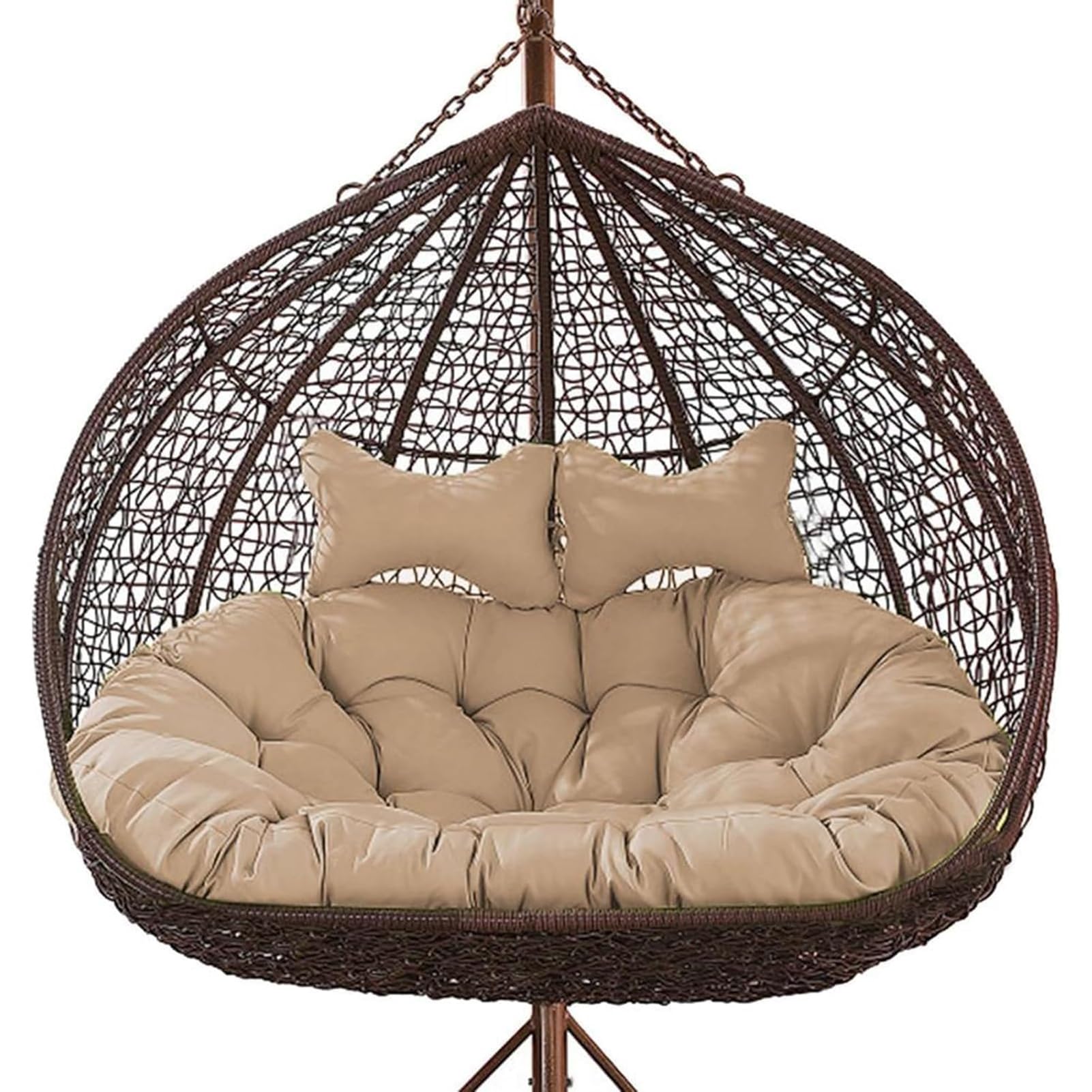 Cojín colgante para silla de huevo para exteriores, cojines de repuesto para hamaca de doble canasta, cómodos cojines de asiento para 2 personas para máxima relajación y apoyo