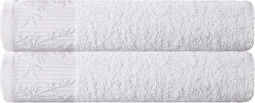 Superior Toallas de baño de algodón (juego de 2), borde Dobby jacquard floral, toalla corporal para baño, baño de invitados, spa, centro turístico,