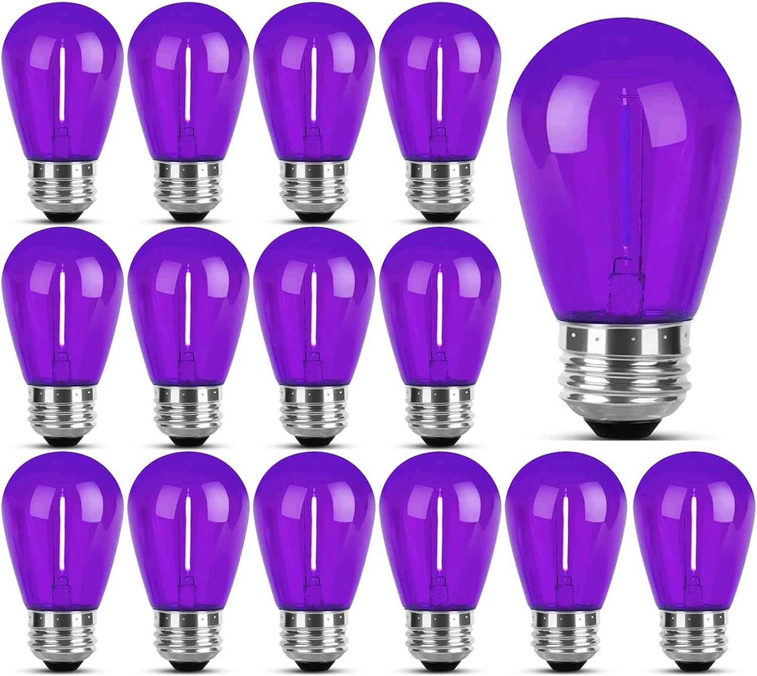 S14 Purple LED Bulbs 1W S14 LED Bulb Shatterproof Plastic Outdoor Indoor Filament Replacement Bulbs E26 Base Decorative LED String Light Bulbs for Party Home Wedding Halloween (Purple)