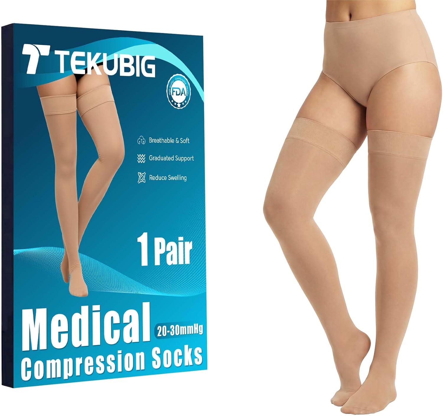 Compression Socks 20-30 mmHg for Women & Men Thigh High Comfort Fit Nurse Teacher Standing All Day