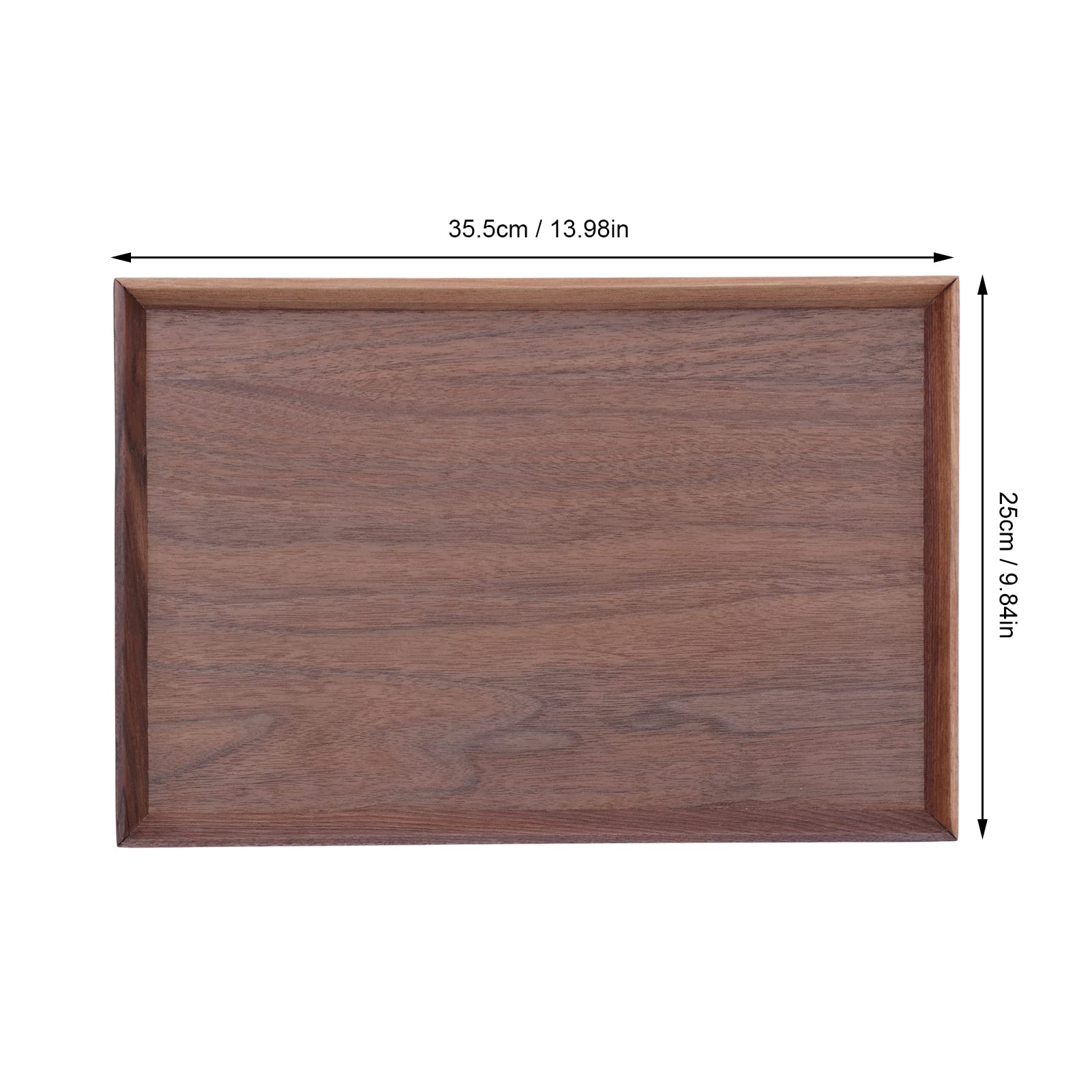 Vassoio da Portata in Legno, 30/35/40 Cm Marrone Piatto da Tavola Rettangolare Quadrato Decorazione in Legno di Noce Frutta Tè Piatto da Caffè Per Ristorante Home Bar(35x25cm)
