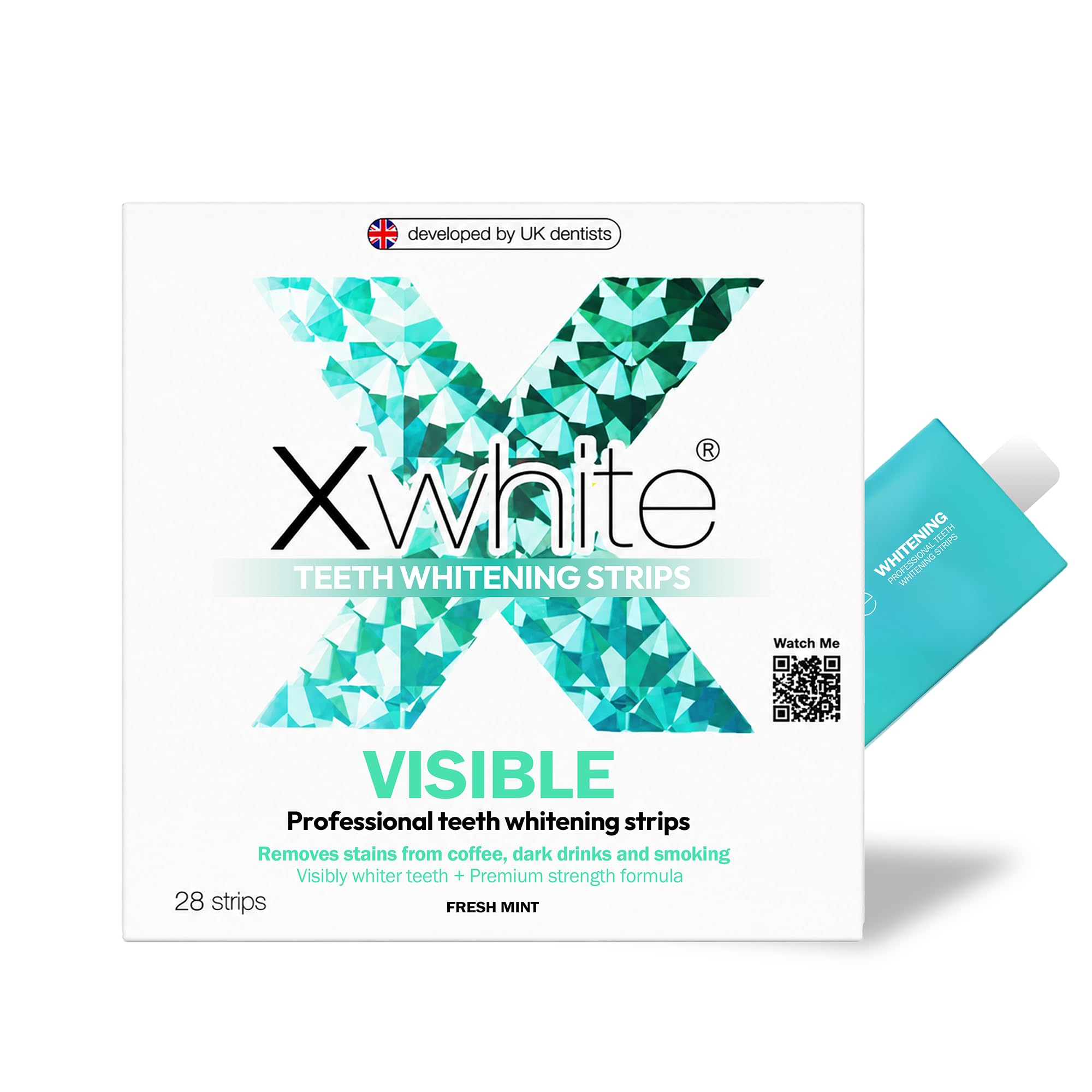 Xwhite 14 Day Teeth Whitening Kit -28 Strips - Halal Certified, Vegan, Pap+, Alcohol-Free, Peroxide-Free, Dissolving Strips for Sensitive Teeth (Visible Whitening)