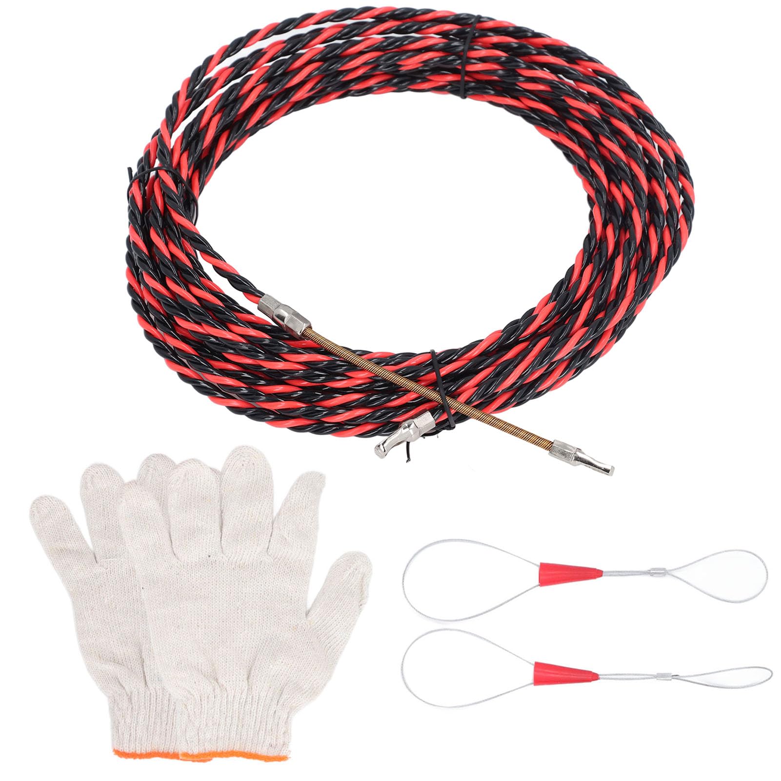Electrician Wire Threader, Flat Head Manual Cable Puller with Gloves, Cable Ties for Electrical, Telecommunications, Wall and Floor Conduits, Plastic Steel (AYNEFY71btqfgekh-11)