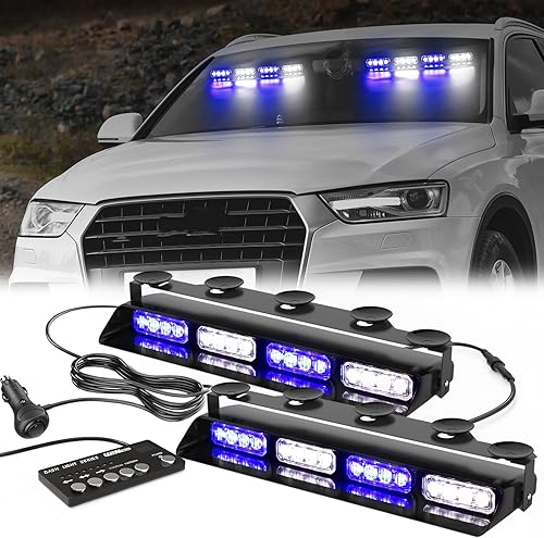 Luces de policía estroboscópicas de emergencia azul y blanco, peligro de advertencia intermitente de seguridad interior para parabrisas disponible en Yaxa Peru
