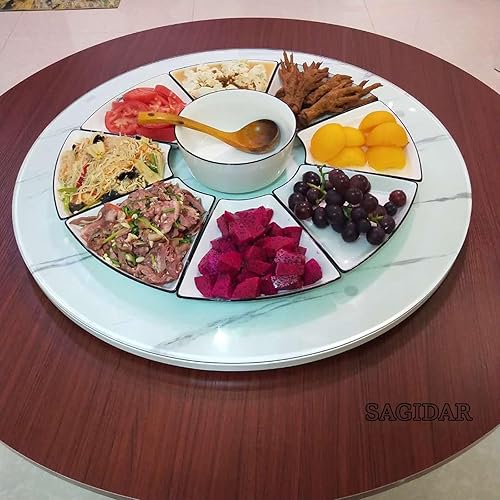 Miniatura 7 de SAGIDAR Mesa giratoria de madera para comedor, tablero giratorio de 360, tocadiscos Lazy Susan, con base silenciosa, organizador de mesa, rotación