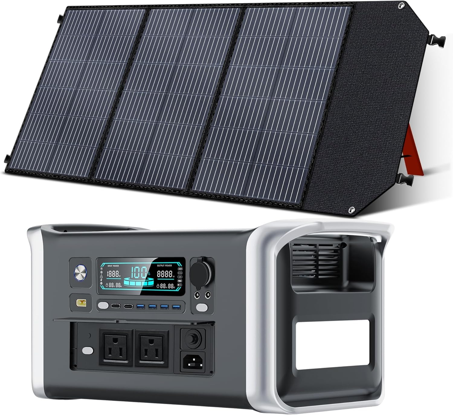 CTOLITY 1600W Portable Power Station with 100W Solar Panel,1024Wh LiFePO4 Battery,Solar Generator for RV Camping Off-grid Living