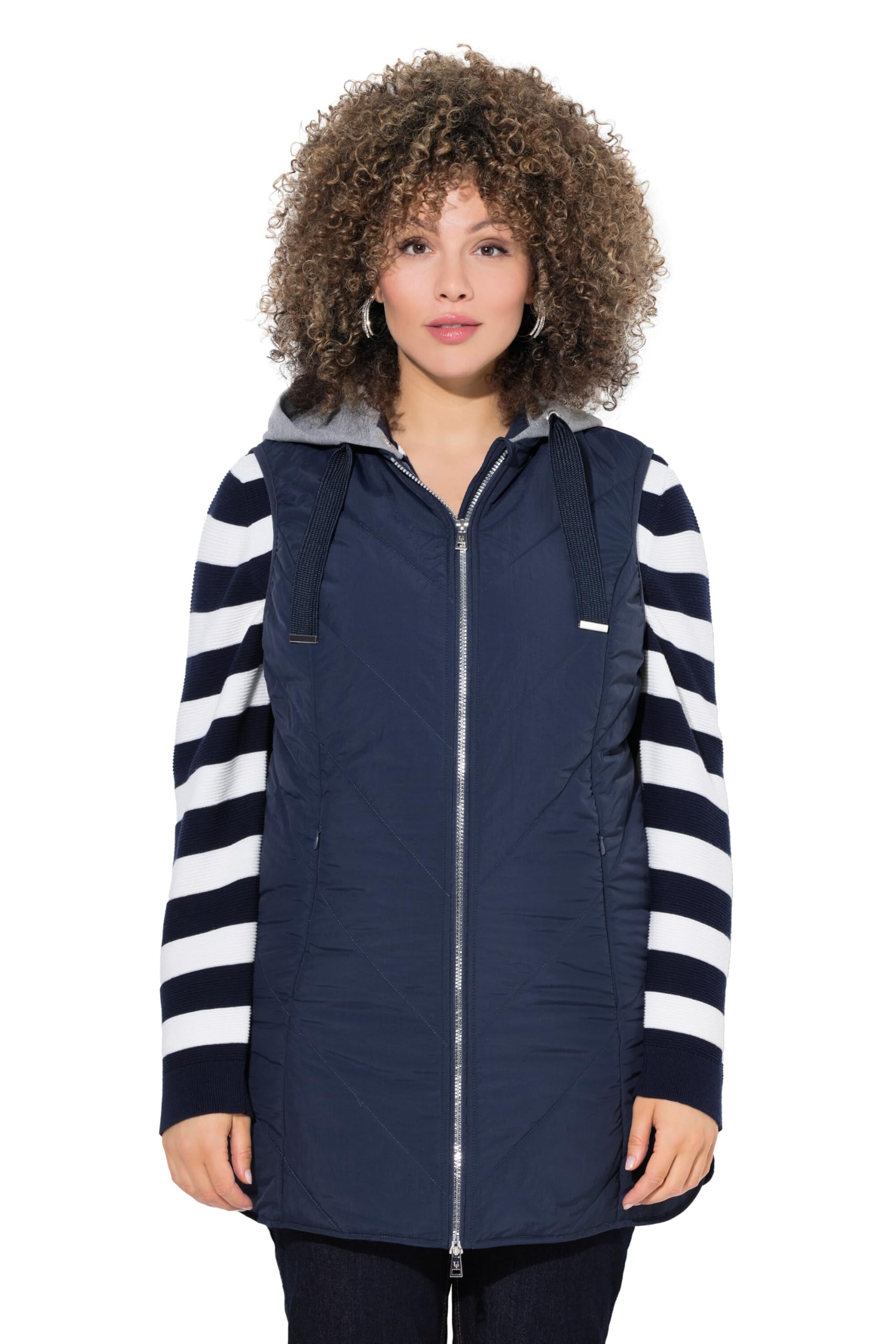 Ulla Popken Damen große Größen Übergrößen Plus Size HYPRAR Funktions-Steppweste, wasserabweisend, Kapuze 839624