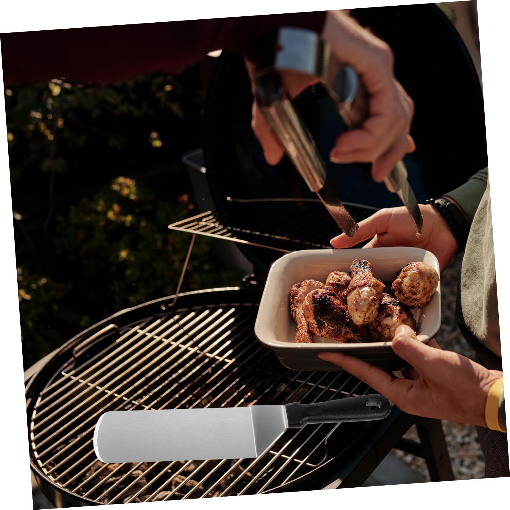 TOYANDONA Lot de 3 Set de Set de Spatules à Steak en Acier Inoxydable Poignée en Pp Argentée, Ustensiles Cuisine pour Cuisson et Retournement, pour Barbecue et Teppanyaki