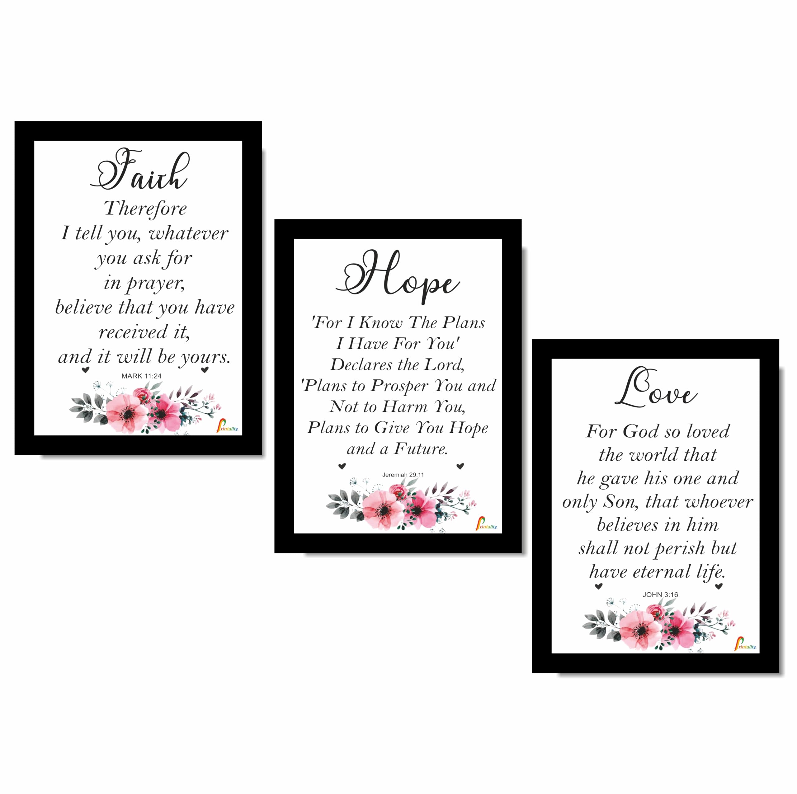Bible Verse Wall Photo Frames A4 Size Combo Of 3 Frames For Room Office Wall Decor | Christians Photo Frames For Gifting | Hanging Frame for Decoration Bedroom, Hall, Living Room Design 11-image-34