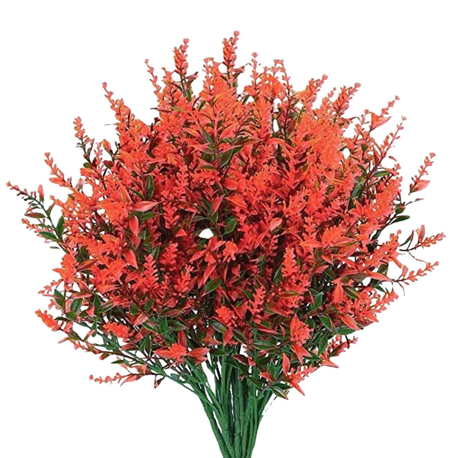 KIXZSAZ Stunning Artificial Lavender Flower Floral Bouquet for Indoor Home Decor Realistic and Vibrant Shrubs, Sunset red