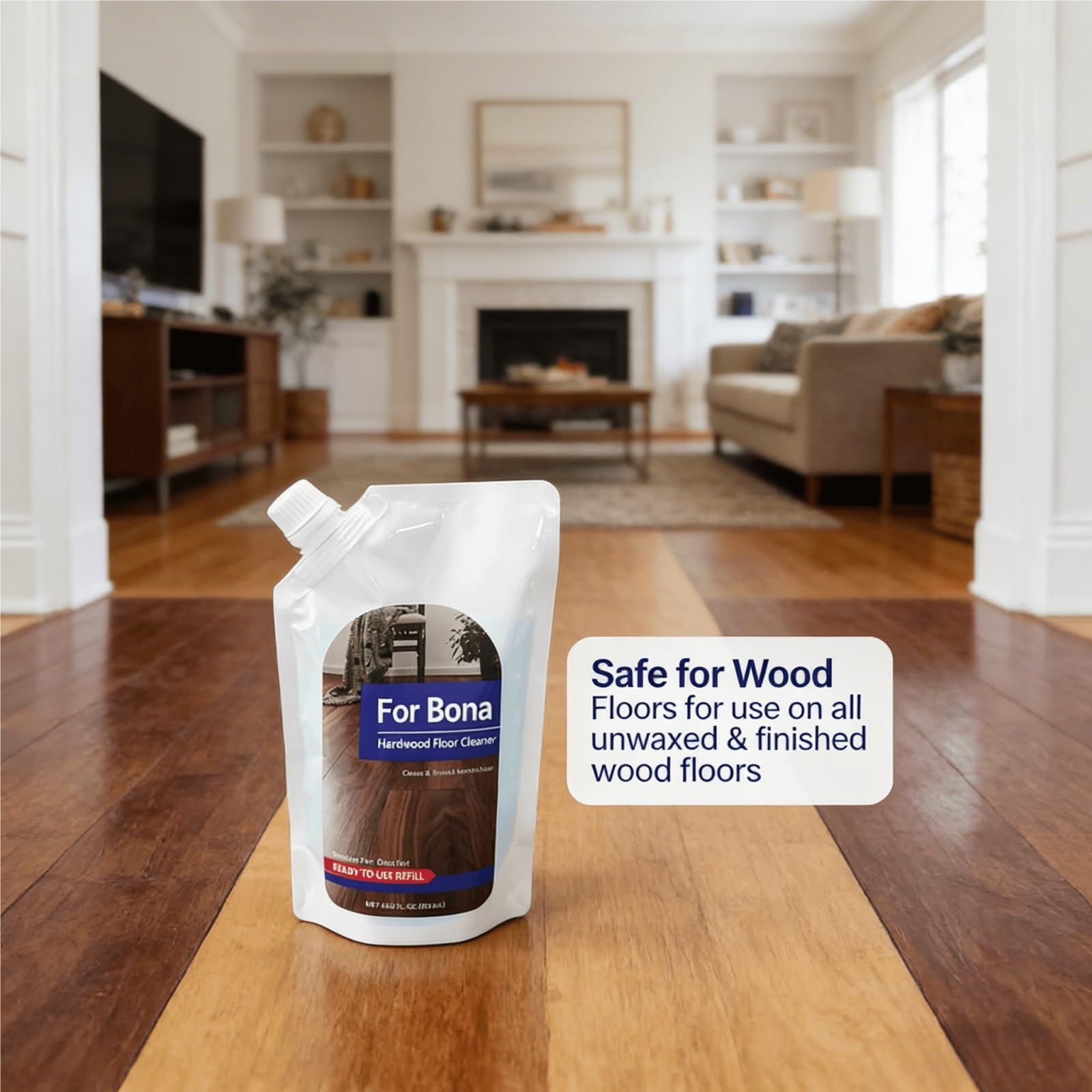 Recambio de Limpiador for Suelos de Madera Dura, 500mL sin Fragancia X6, sin Residuos Secado Rápido, Compatible con Bona Fregona de Spray
