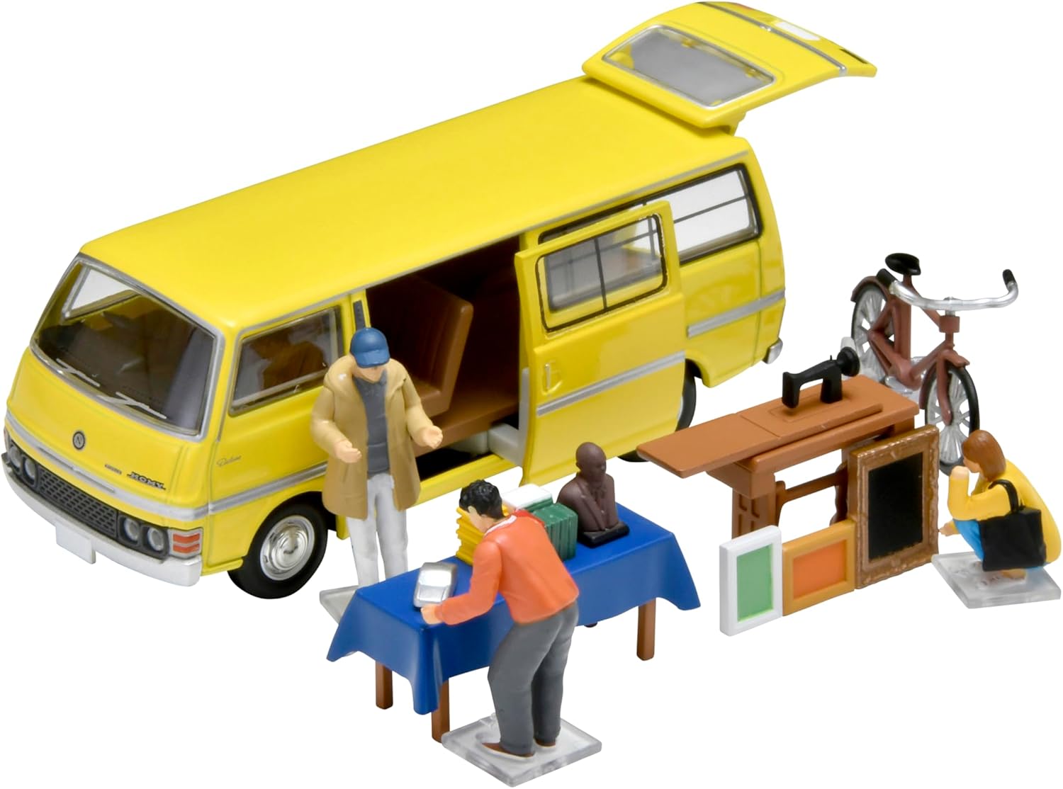 Tomytec 325246 Geo-Colle 64# Car Snap 25a Flea Market ABS Plastic PVC Doll & Accessories Set + 1/64 Scale Diecast Car Set