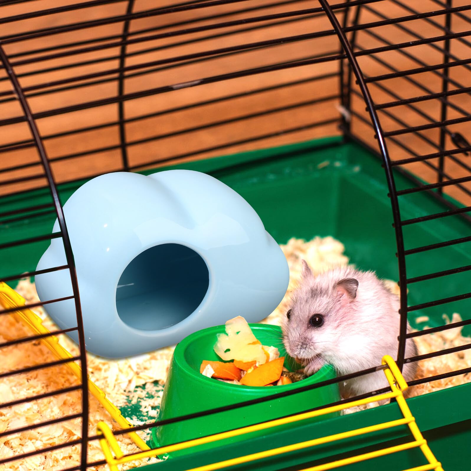 SEWACC 2 Stück Keramik Hamsterhaus Wolkenform Zwerghamster Versteck Kühlendes Haustier Nest für Meerschweinchen Rennmäuse Mäuse aus Premium Porzellan Wasserfest und Leicht zu Reinigen