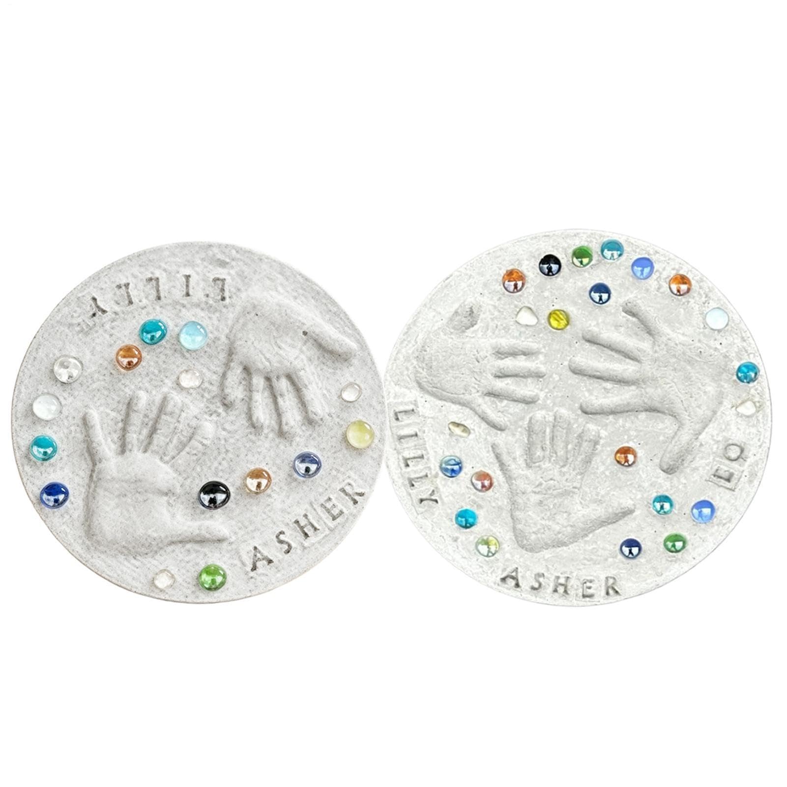DIY Trittstein Set Garten Handabdruck - Komplettset für Kinder & Familien, inkl. Form & bunte Steine, personalisiertes Geschenk für Oma & Muttertag, wetterfeste Gartendeko