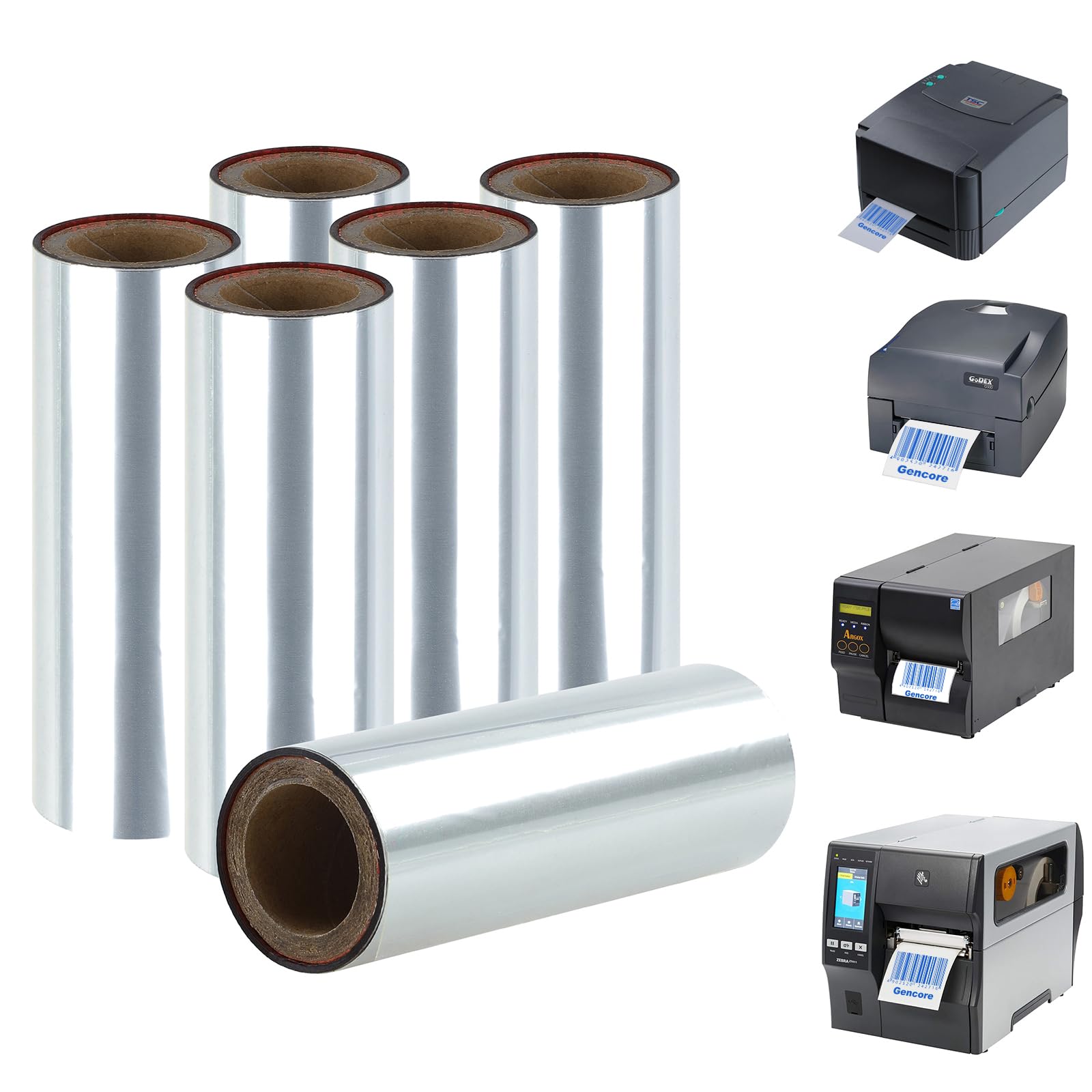 4.33'' x 328' Premium Resin Label Ribbon, Gcore 110mm x 100m Hot Stamping Ribbon, Thermal Transfer Ribbon, 1'' Core, Compatible with for Zebra TSC GoDEX Argox, 1 Roll, Metallic Blue Gold