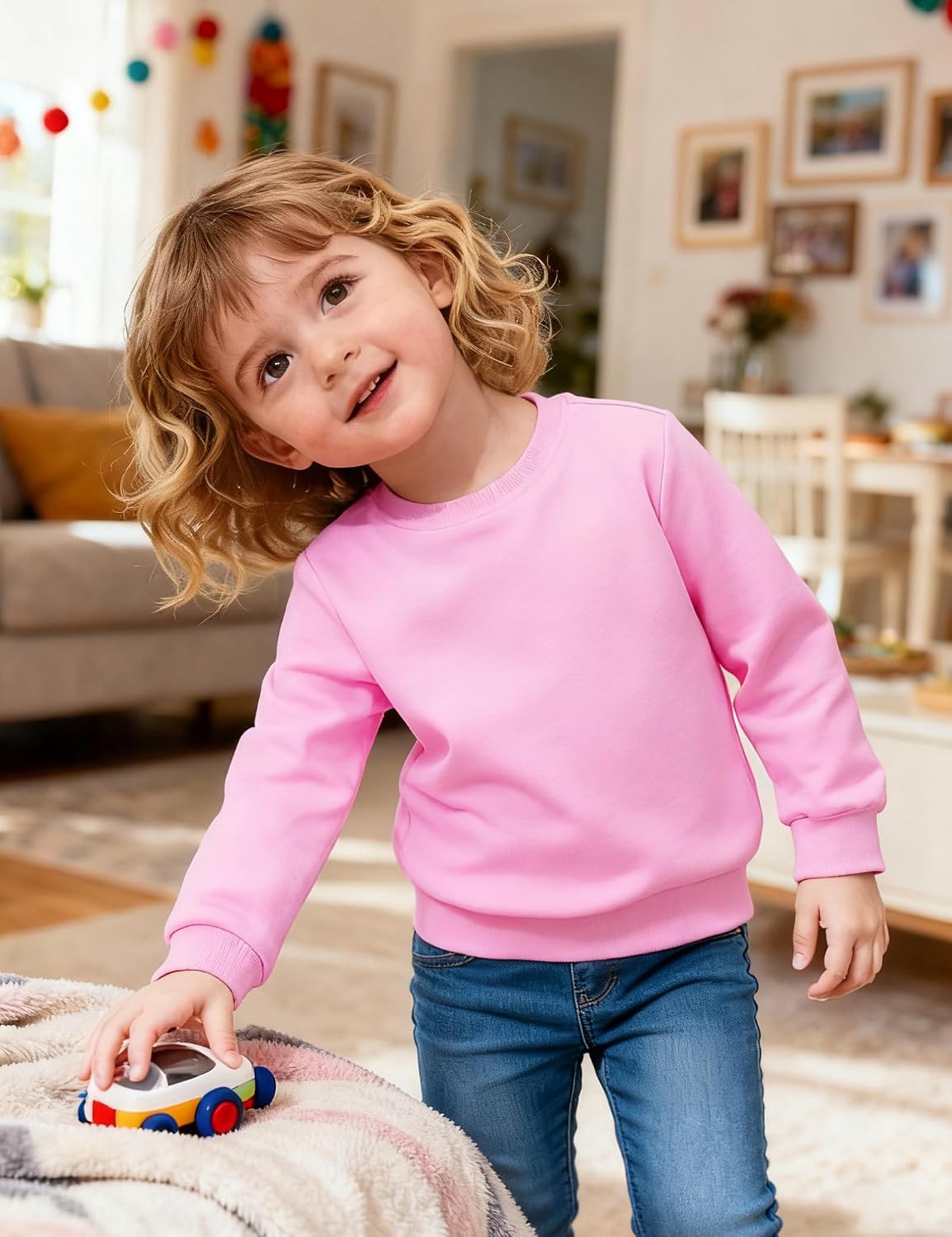 Witwot Toddler Sweatshirt Girls Cotton Long Sleeve Shirts Crewneck Pullover | Aged 2-5T Kids Tops Clothes
