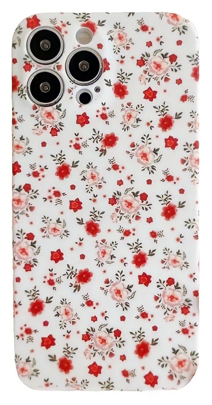 Silicone Shockproof Bumper Anti-Scratch Anti-Fingerprint Anti-Drop Slim Case for iPhone 14 Pro Max (Pink Flower)