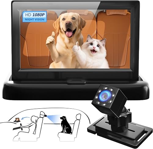 Baby Security Camera for Car Travel, 4.3" HD Display Night Vision Baby Car Camera Car Mirror Rear Facing, 1080p Clear View Truck Car Baby Safety Monitor for Backseat