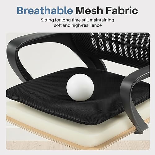 Miniatura 7 de DUMOS Home Office Computer Chair - Ergonomic Mid Back Desk with Lumbar Support and Rocking Mode, Height Adjustable with Fixed Armrest, for