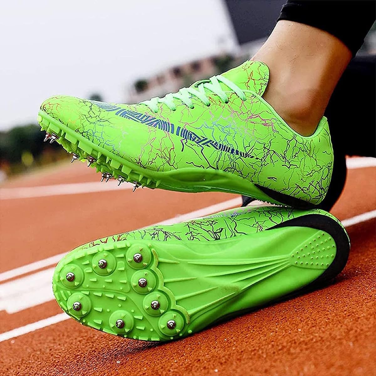 Zapatillas De Clavos Atletismo con 8 Clavos Unisex Spikes Atletismo para Pista Hombres Y Mujeres Transpirable y Ligero Antideslizantes Atletismo para Velocidad Sprint