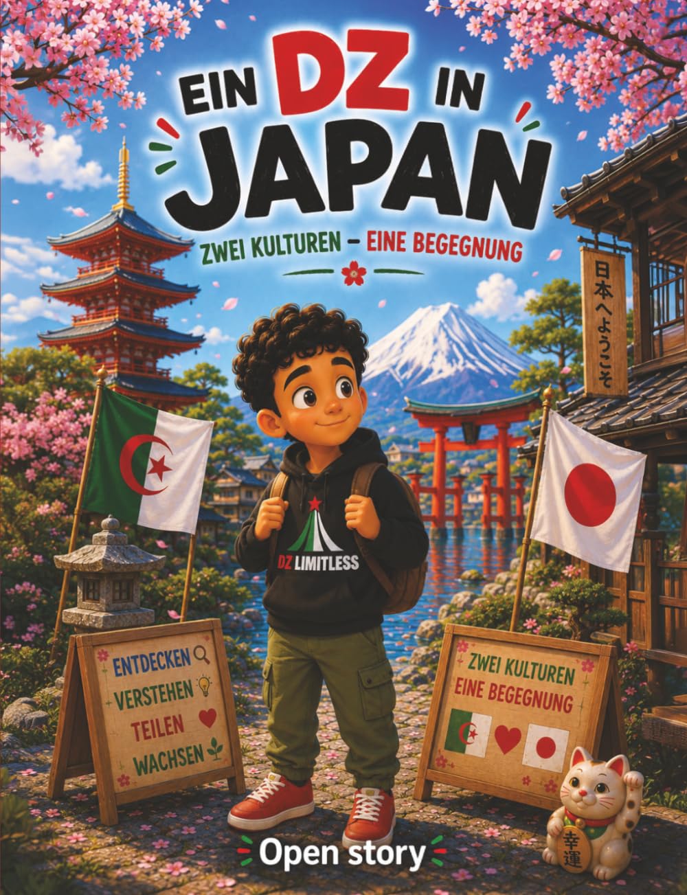 Ein DZ in Japan - Zwei Kulturen - Eine Begegnung: Illustriertes Kinderbuch mit Fragen und Ausmalbildern - Eine herzerwärmende Geschichte über ... Austausch zwischen Algerien und Japan