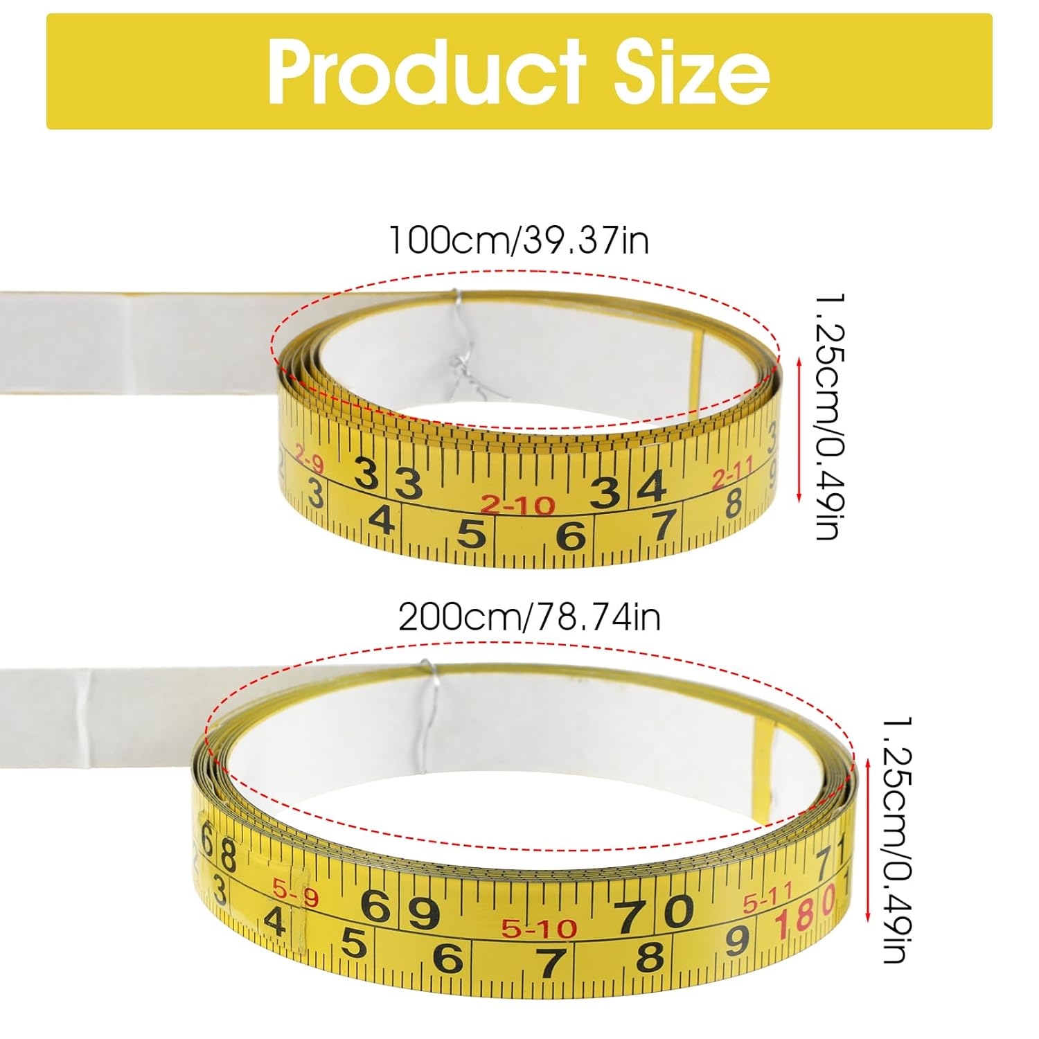 Nogeqi 3 pcs 78 Inch Self-Adhesive Measuring Tape, Left to Right Read Peel and Stick Workbench Ruler with Imperial and Metric Scales for Woodworking, Table Saw, Drafting