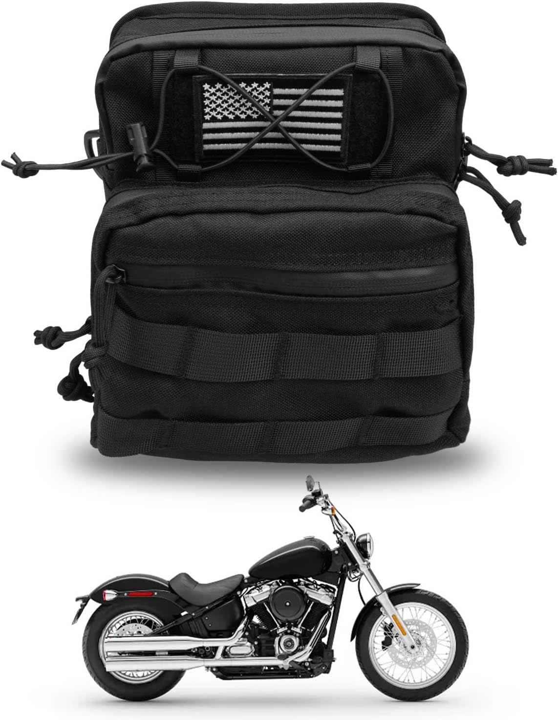 TIKSCIENCE Motorcycle T-Bar Handlebar Saddle Bag Fit For Harley Dyna