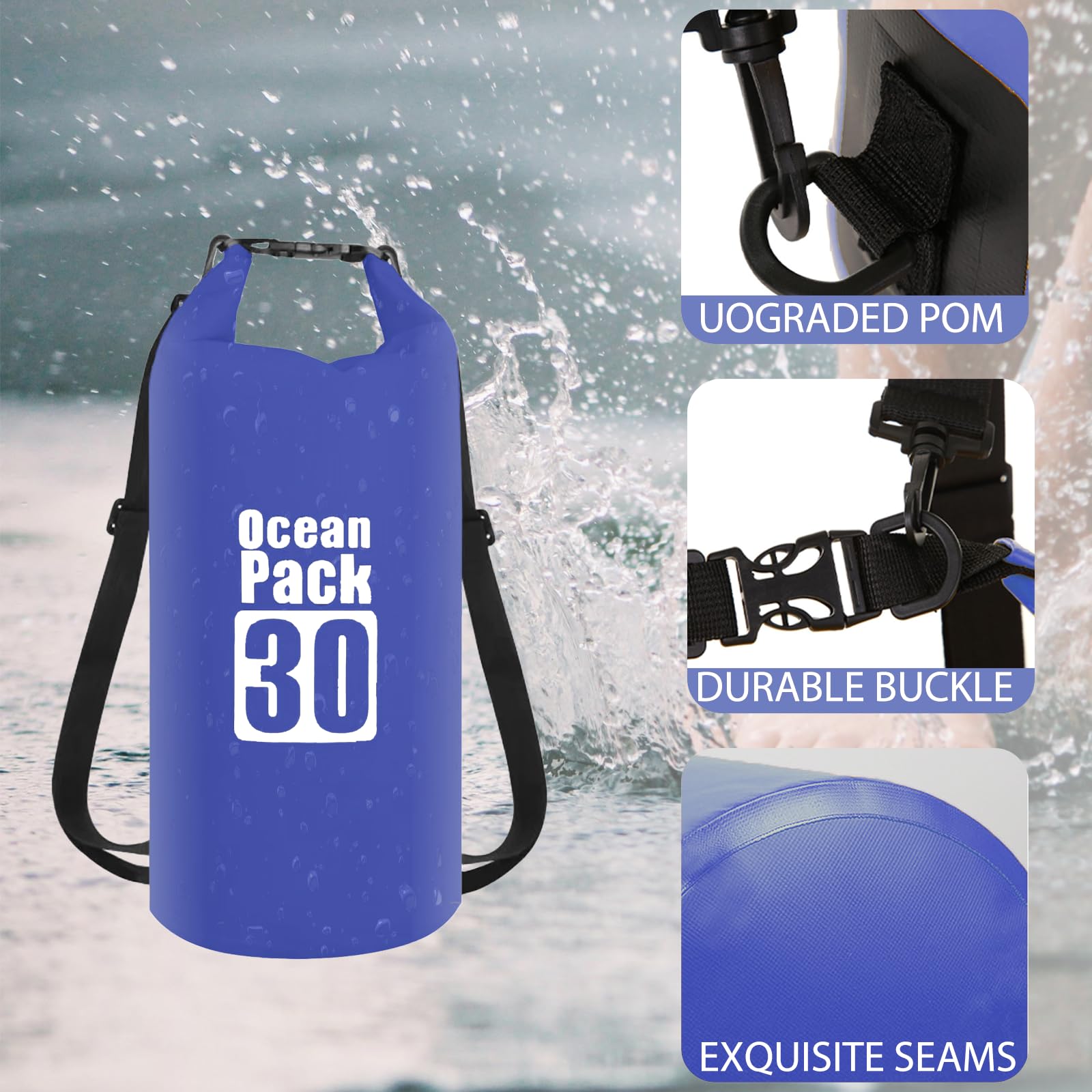 POPOYU Bolsa impermeable, Blue, 30L