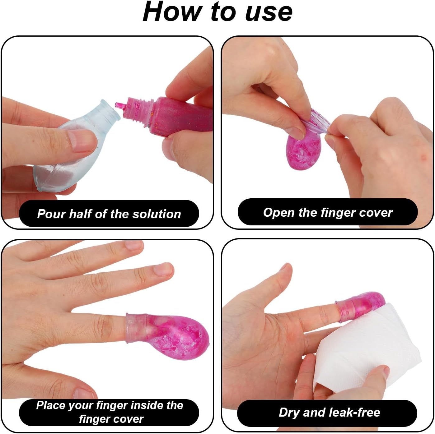 4pcs Waterproof Toe & Finger Cover, Durable Silicone Finger Protectors Comfortable & Reusable Soaking Sleeves for Shower Bathing Pedicures Manicures (2 Small, 2 Medium)