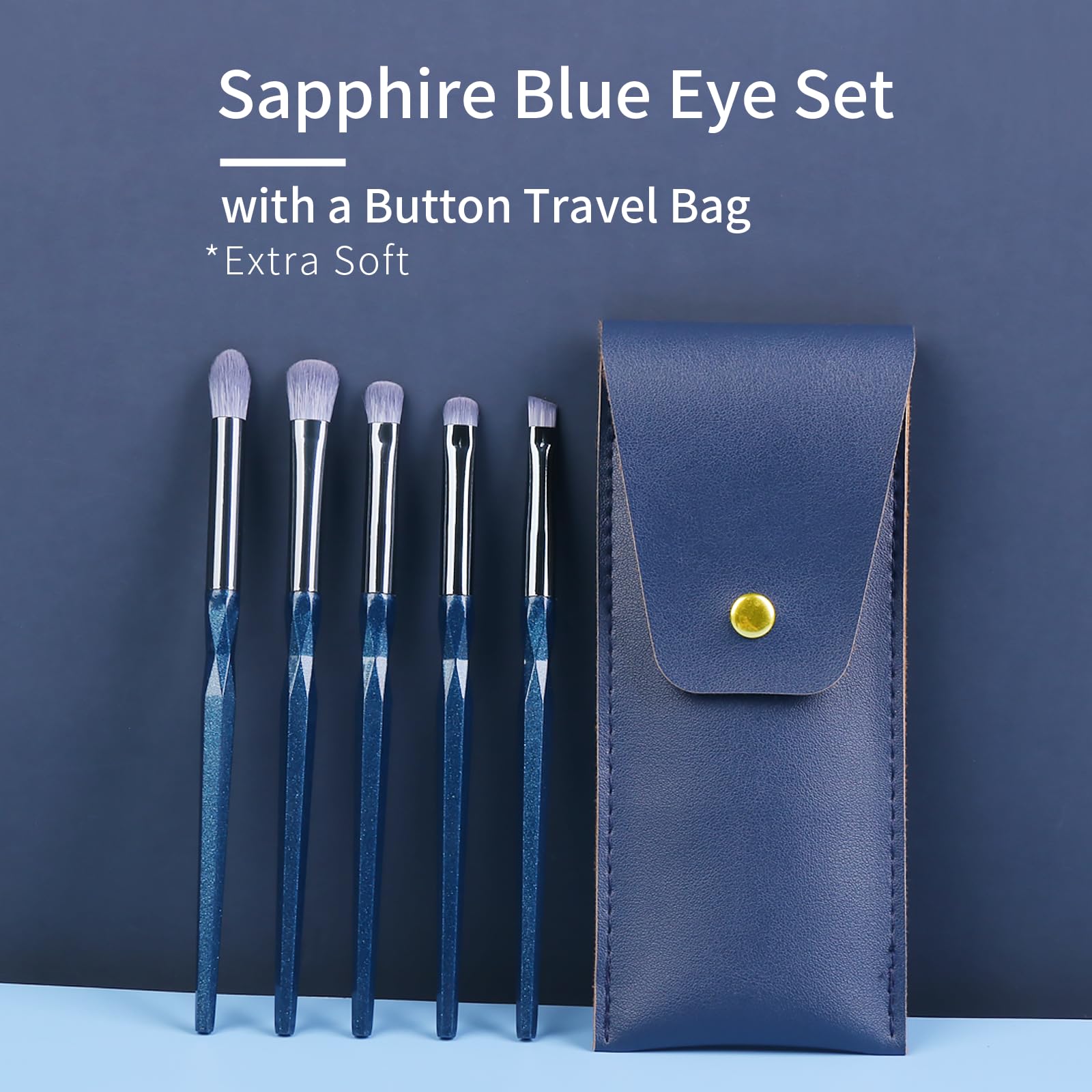 ENZO KEN Sapphire Blue Eye Shadow Brush Set, Diamond Eyeshadow Brushes Set, Small Nose Contour Brush, Glitter Eyeshadow Brush - Image 2
