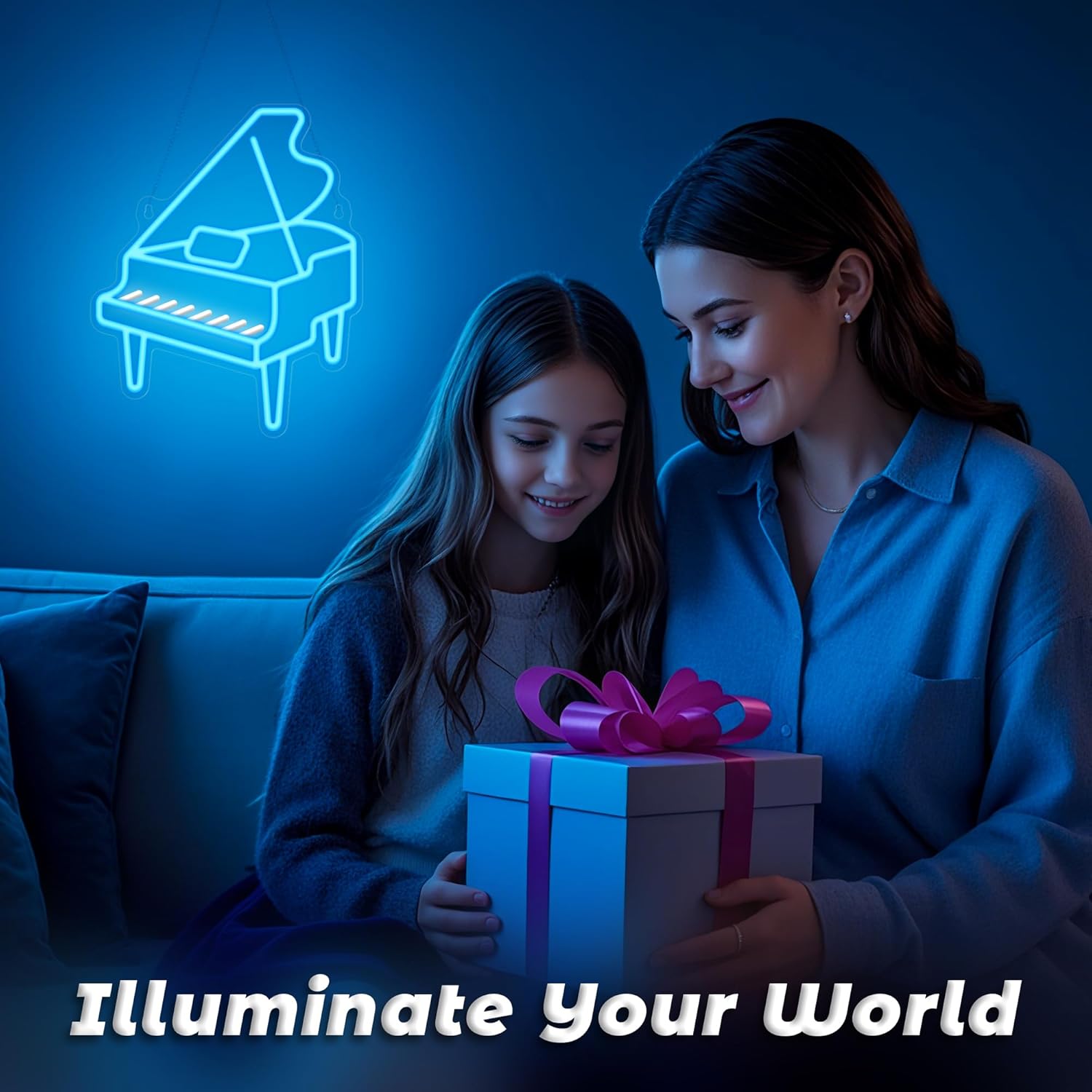 Piano Neon Sign, Dimmable LED Piano Room Decor Light With USB Powered, Decorations for Bedroom Living Room Club Music Studio, Gifts for Piano Enthusiasts Music Lovers