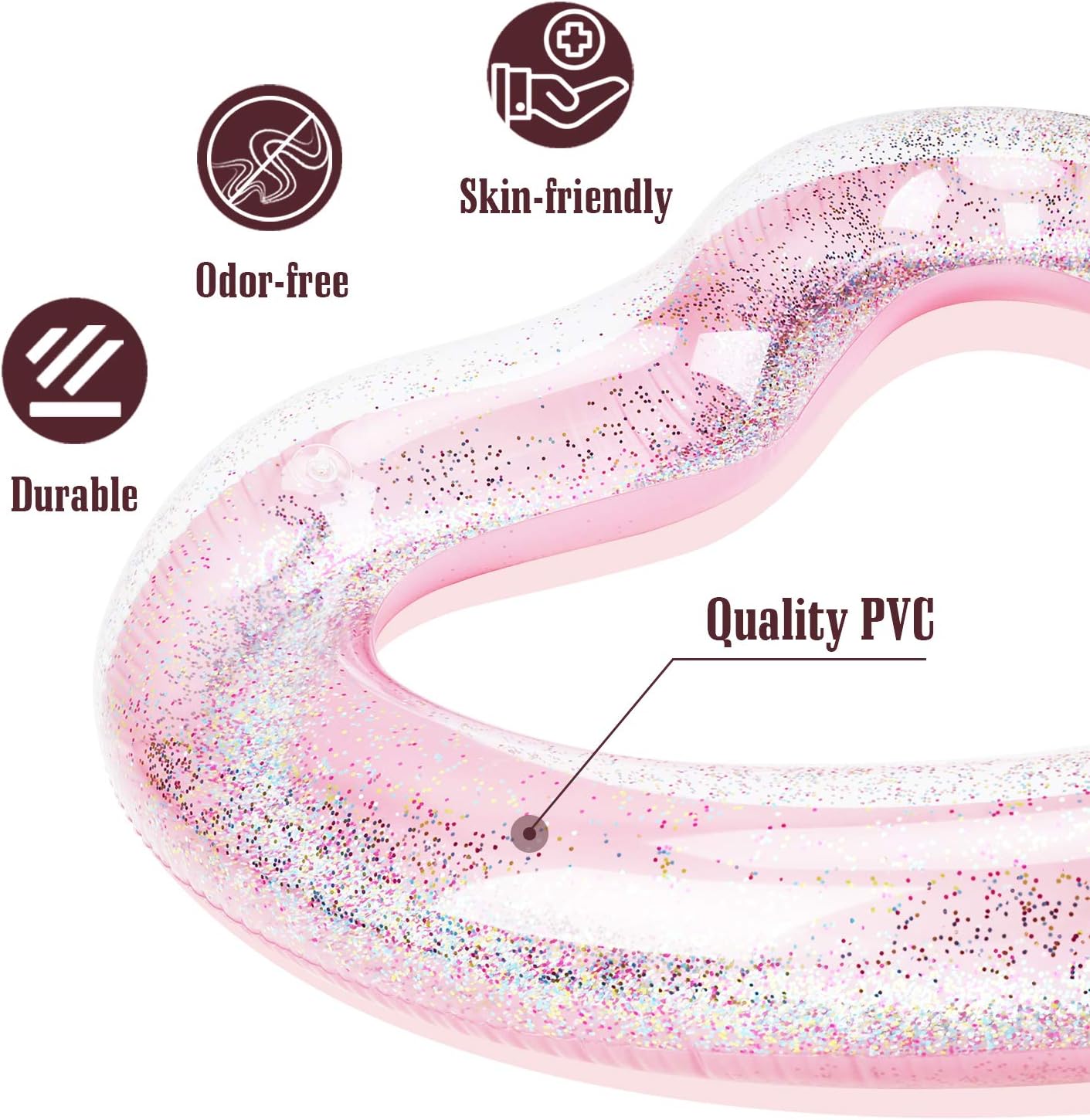 MoKo Inflatable Pool Floats for Adults, Party Decorations Heart Shaped Swim Ring Summer Swimming Tube Water Fun Beach Wedding Pool Toys Swimming Circle