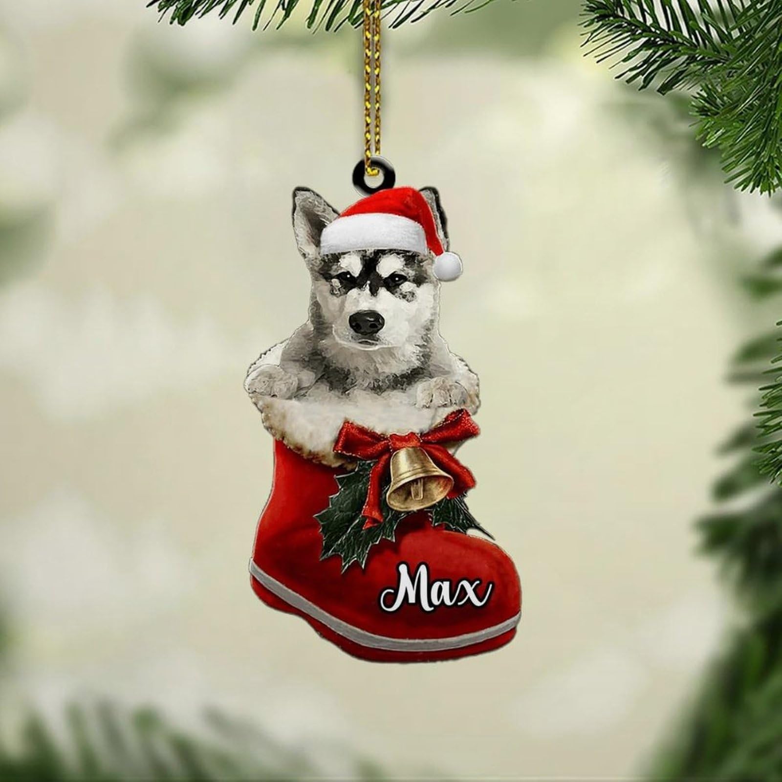 Luckluccy Custom Malamute Ornament,Personalized Dog Christmas Ornament,Xmas Dog Dad & Mom Gift,5 Count