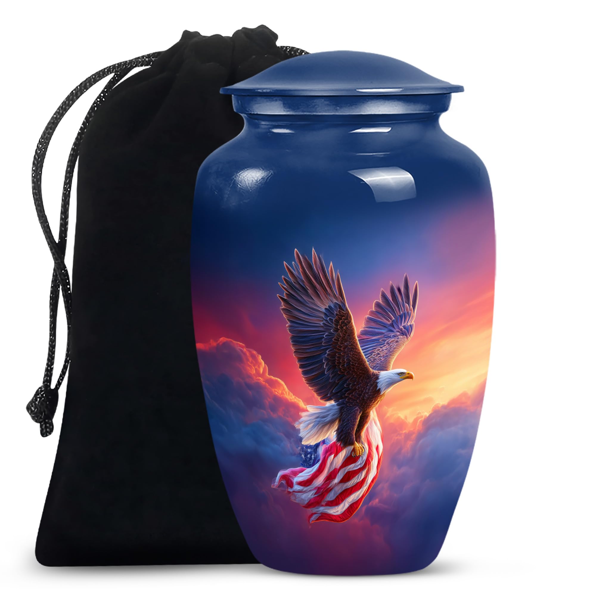Eagle Cremation Urns for Human Ashes - American Flag Patriotic Urn for Adult Mom &amp; Dad - Military Urn for Ashes Adult Male - Veteran Funeral Urn for Women (10 Inch)