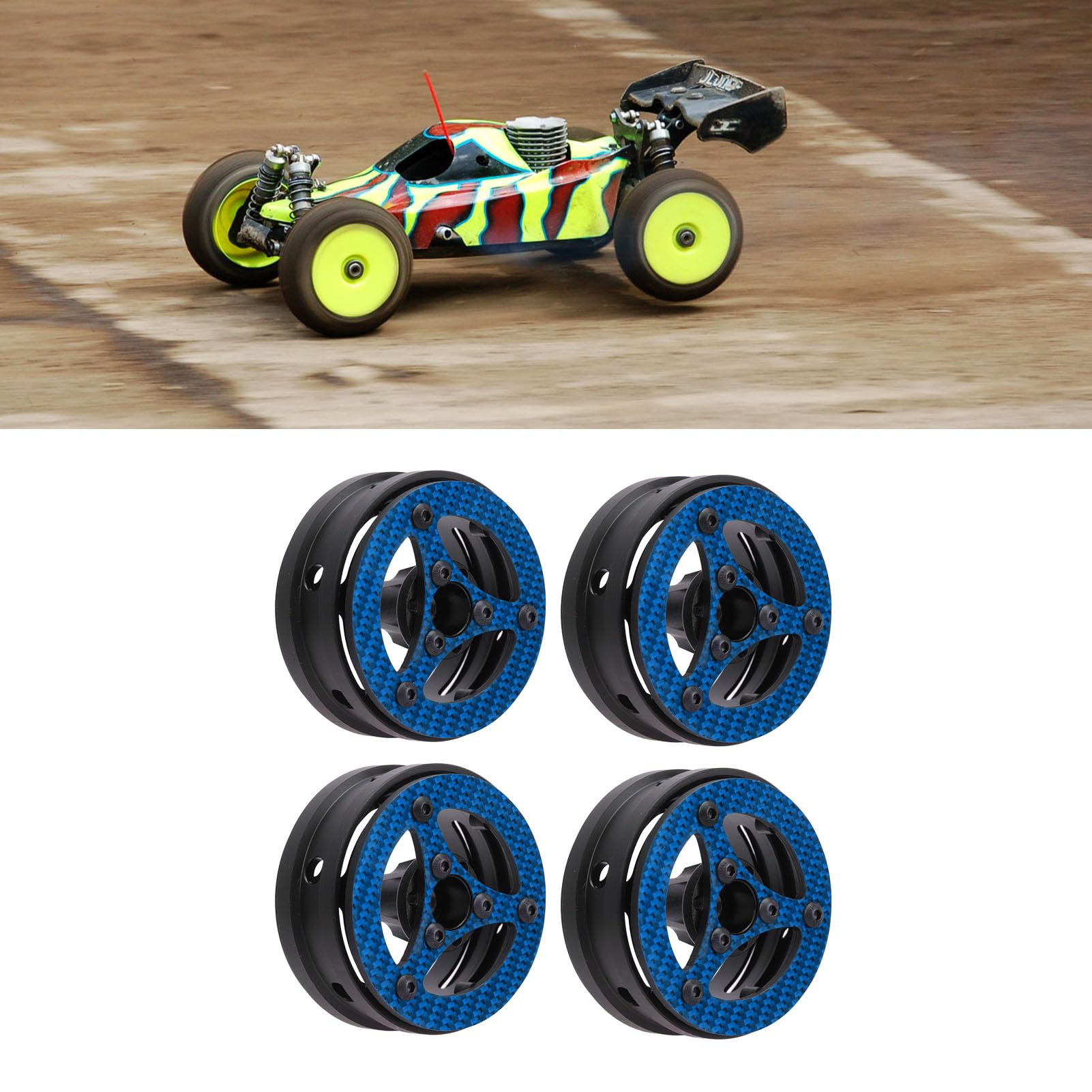 do felg samochodowych 1/10 RC, włókno węglowe o wysokiej wytrzymałości, tylna pokrywa ze stopu, do SCX10, do RR10, średnica 59 mm, szerokość 27 mm, terenowe, wspinaczka (Niebieski)