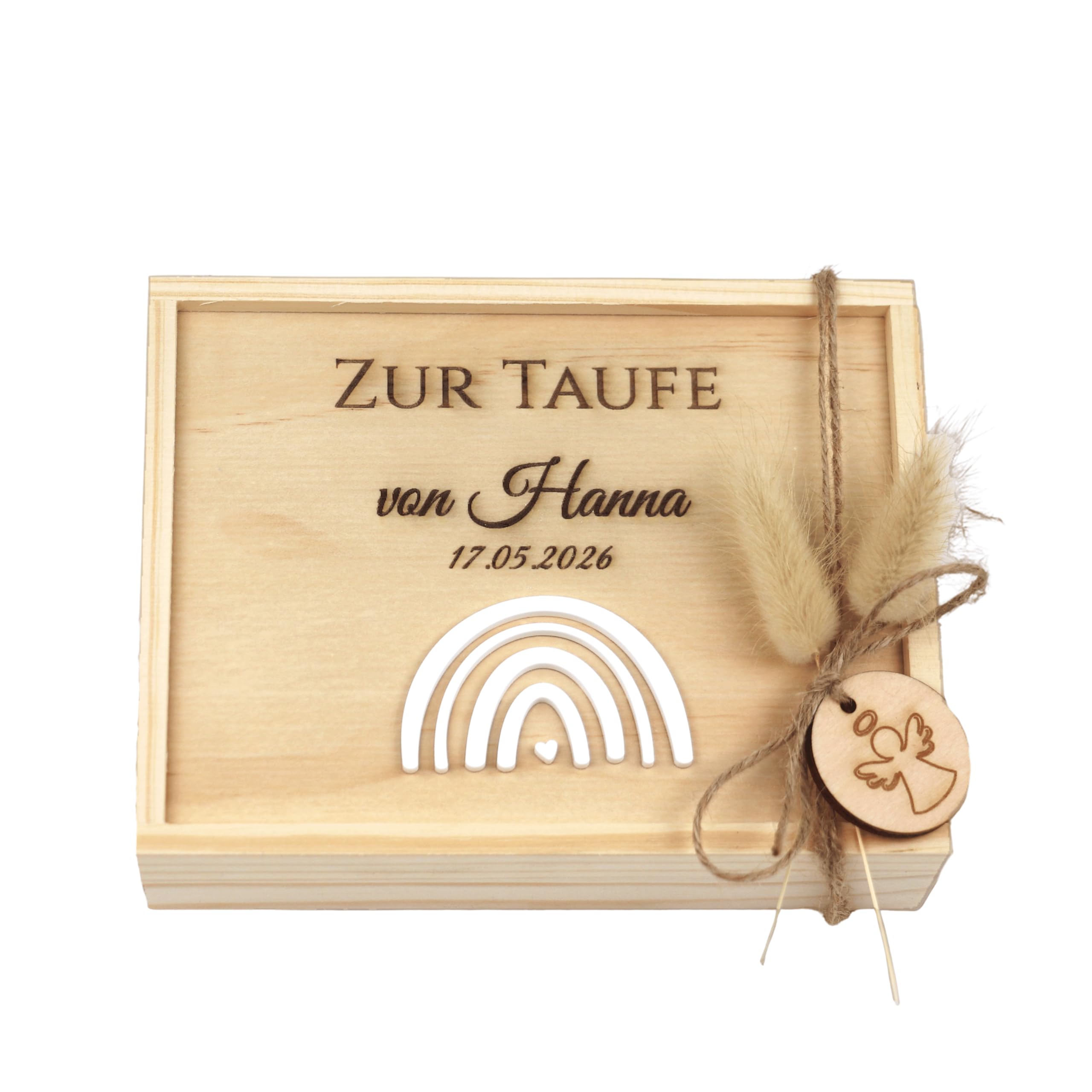 DigiNutz Geldgeschenke zur Taufe | Holzschiebebox | 3D-Acryl, Geldflasche | Geldgeschenk für besondere Anlässe, Erinnerungsbox (Taufe)