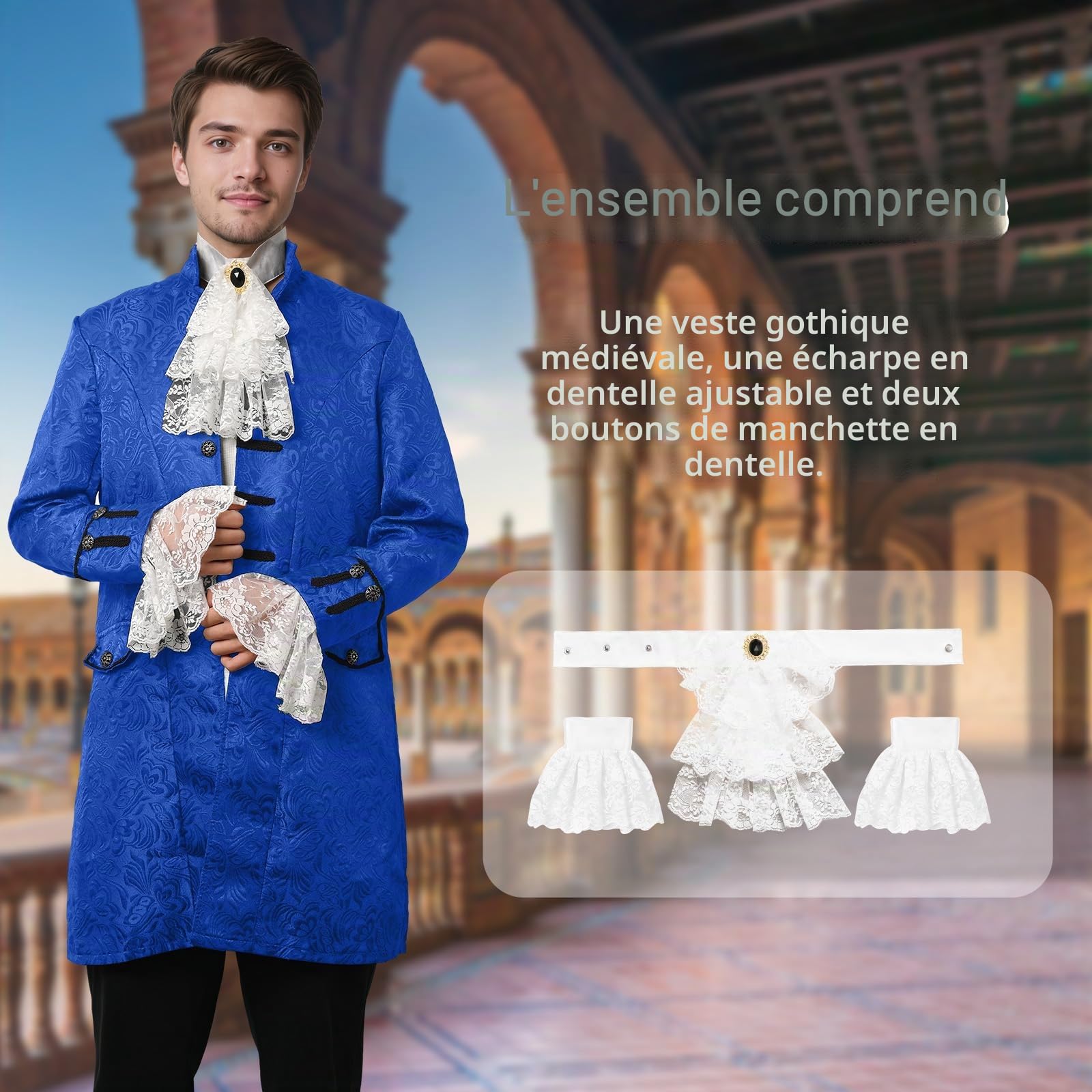 Manteau gothique pour homme à queue-de-morue Steampunk – Veste médiévale victorienne de la Renaissance pour carnaval, Halloween, cosplay